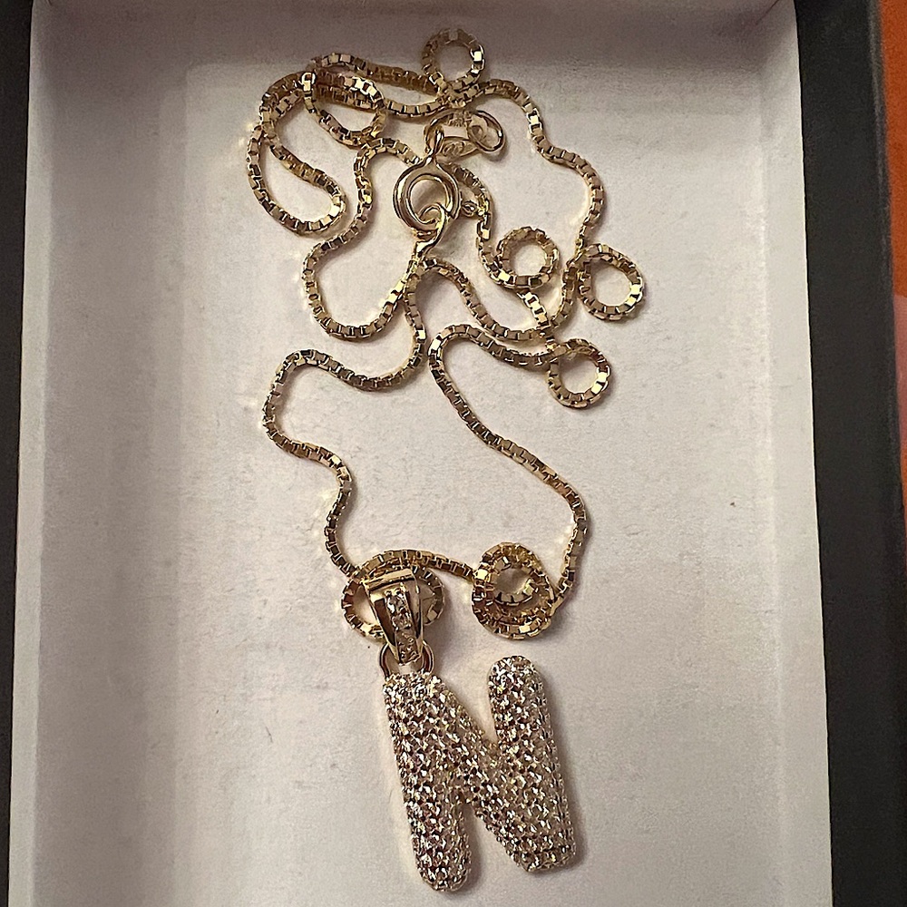 Sparkly Alexandra Madison Initial Necklace - Letter N (never worn, still in box)